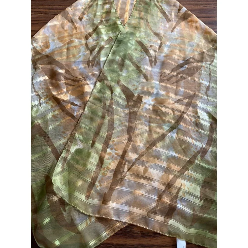 Sheer Green/Orange/Brown scarf made in Italy